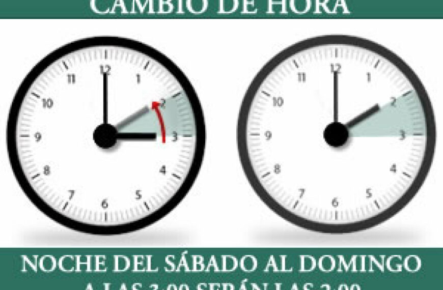 ¡ATENCIÓN! CAMBIO DE HORARIO DE INVIERNO